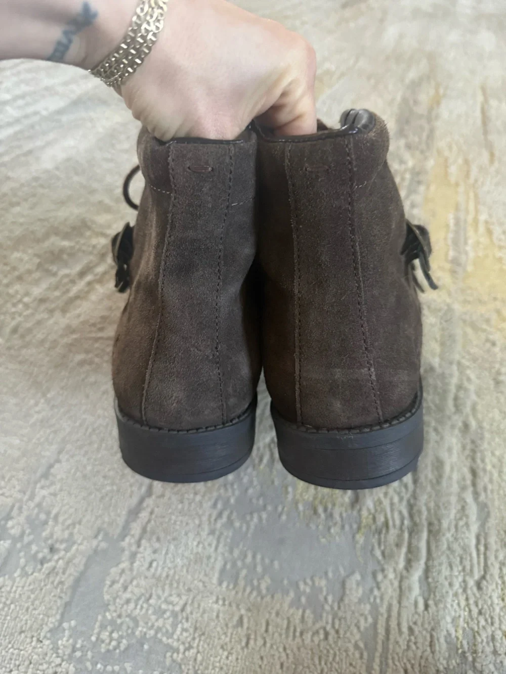 Reserved Footwear chocolate suede leather  Camolin Boot buckle lace up 13